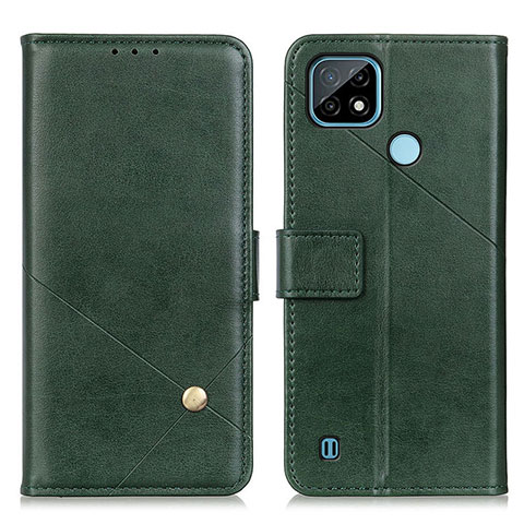 Funda de Cuero Cartera con Soporte Carcasa D04Y para Realme C21 Verde