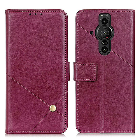 Funda de Cuero Cartera con Soporte Carcasa D04Y para Sony Xperia PRO-I Morado