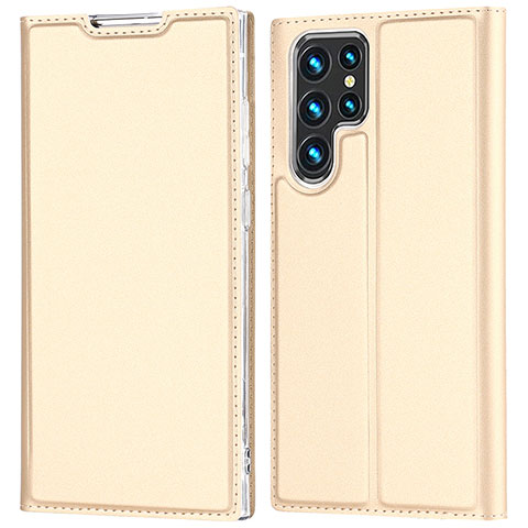 Funda de Cuero Cartera con Soporte Carcasa D05T para Samsung Galaxy S23 Ultra 5G Oro