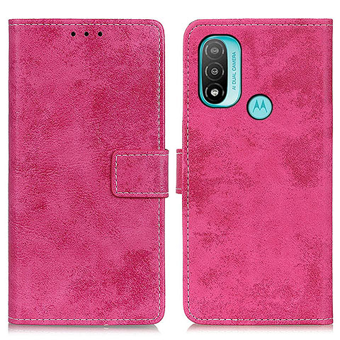 Funda de Cuero Cartera con Soporte Carcasa D05Y para Motorola Moto E30 Rosa Roja