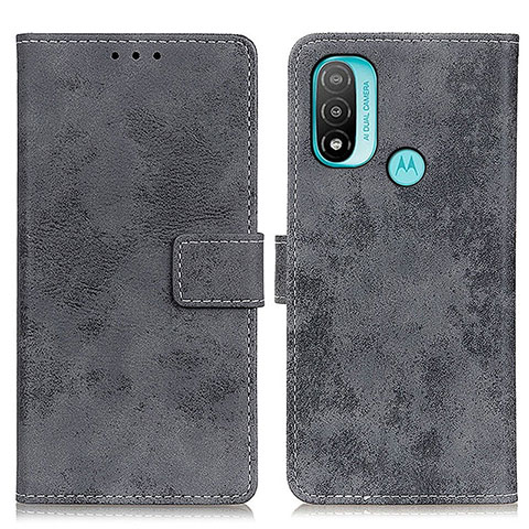 Funda de Cuero Cartera con Soporte Carcasa D05Y para Motorola Moto E40 Gris