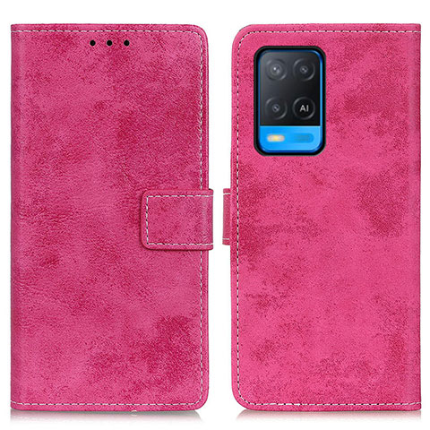 Funda de Cuero Cartera con Soporte Carcasa D05Y para Oppo A54 4G Rosa Roja