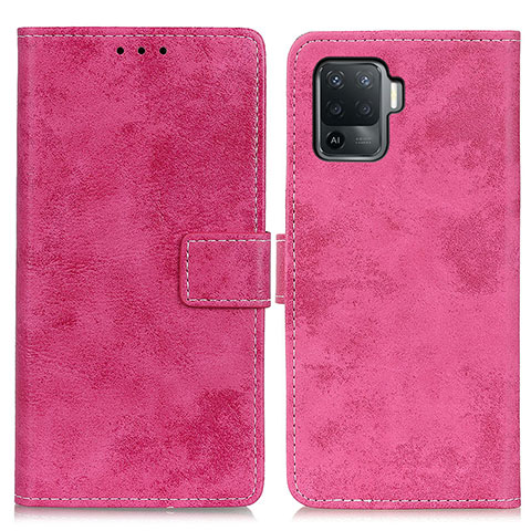 Funda de Cuero Cartera con Soporte Carcasa D05Y para Oppo Reno5 F Rosa Roja