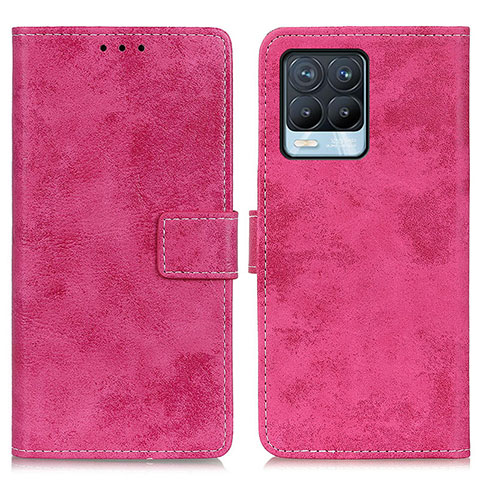 Funda de Cuero Cartera con Soporte Carcasa D05Y para Realme 8 4G Rosa Roja