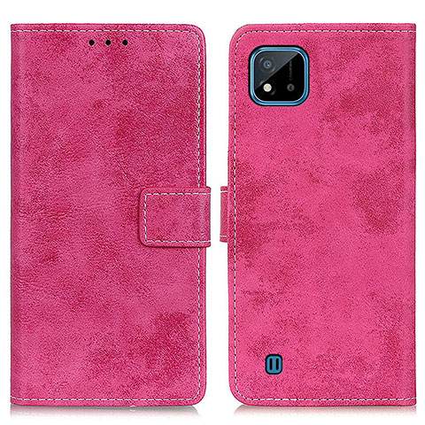 Funda de Cuero Cartera con Soporte Carcasa D05Y para Realme C11 (2021) Rosa Roja