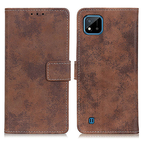 Funda de Cuero Cartera con Soporte Carcasa D05Y para Realme C20A Marron