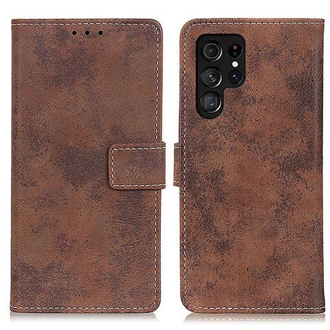 Funda de Cuero Cartera con Soporte Carcasa D05Y para Samsung Galaxy S21 Ultra 5G Marron