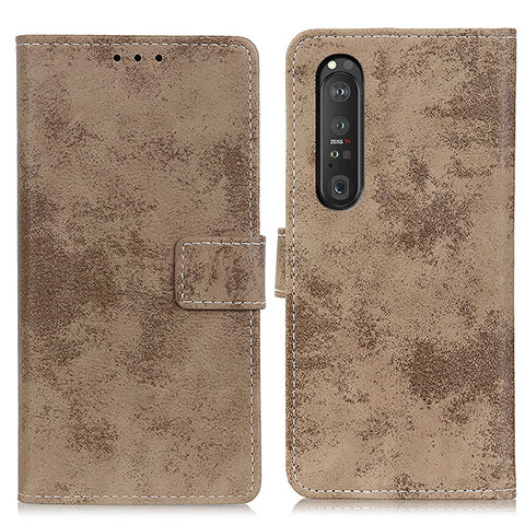 Funda de Cuero Cartera con Soporte Carcasa D05Y para Sony Xperia 1 III Caqui