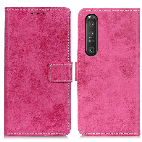 Funda de Cuero Cartera con Soporte Carcasa D05Y para Sony Xperia 1 III Rosa Roja