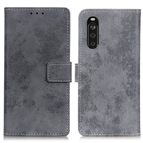 Funda de Cuero Cartera con Soporte Carcasa D05Y para Sony Xperia 10 III Gris