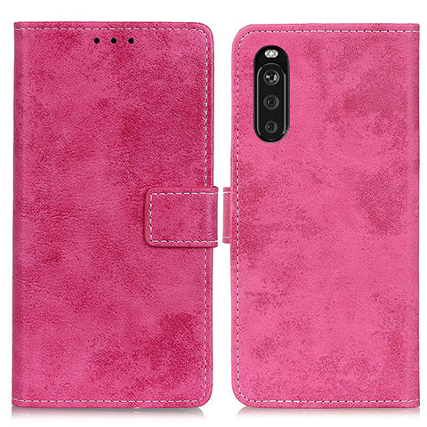 Funda de Cuero Cartera con Soporte Carcasa D05Y para Sony Xperia 10 III Rosa Roja