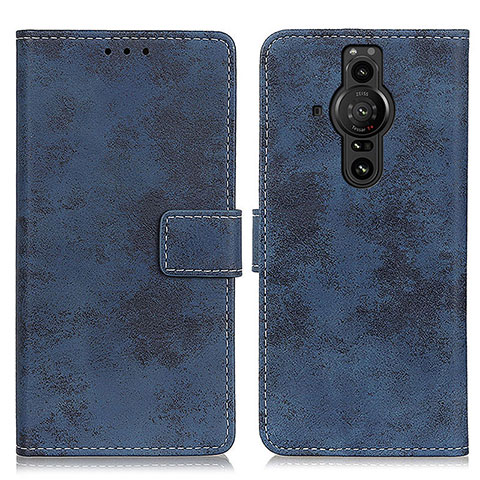 Funda de Cuero Cartera con Soporte Carcasa D05Y para Sony Xperia PRO-I Azul