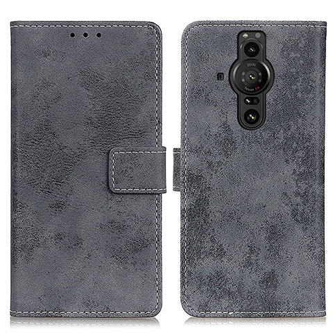 Funda de Cuero Cartera con Soporte Carcasa D05Y para Sony Xperia PRO-I Gris