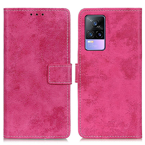 Funda de Cuero Cartera con Soporte Carcasa D05Y para Vivo V21e 5G Rosa Roja