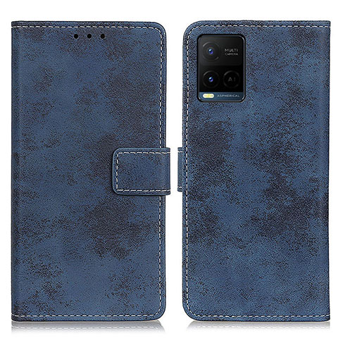 Funda de Cuero Cartera con Soporte Carcasa D05Y para Vivo Y21 Azul