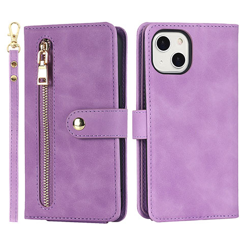 Funda de Cuero Cartera con Soporte Carcasa D06T para Apple iPhone 13 Purpura Claro