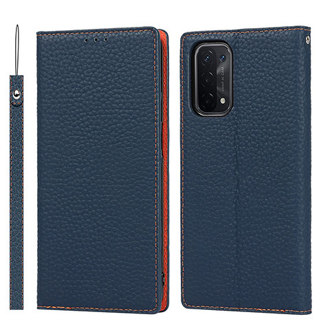 Funda de Cuero Cartera con Soporte Carcasa D06T para Oppo A54 5G Azul