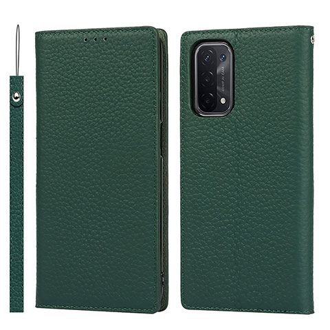 Funda de Cuero Cartera con Soporte Carcasa D06T para Oppo A74 5G Verde