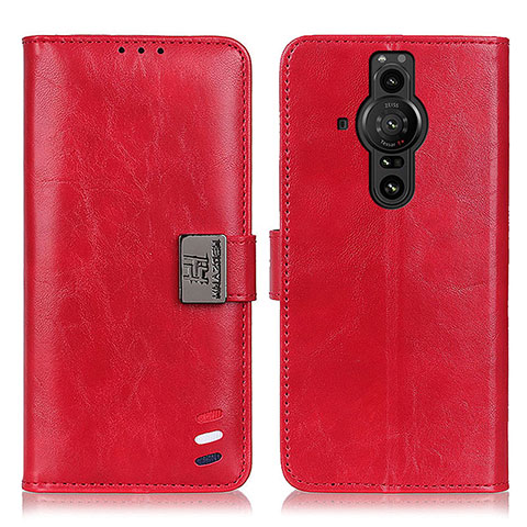 Funda de Cuero Cartera con Soporte Carcasa D06Y para Sony Xperia PRO-I Rojo