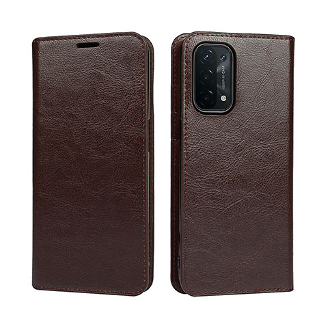 Funda de Cuero Cartera con Soporte Carcasa D07T para Oppo A74 5G Marron