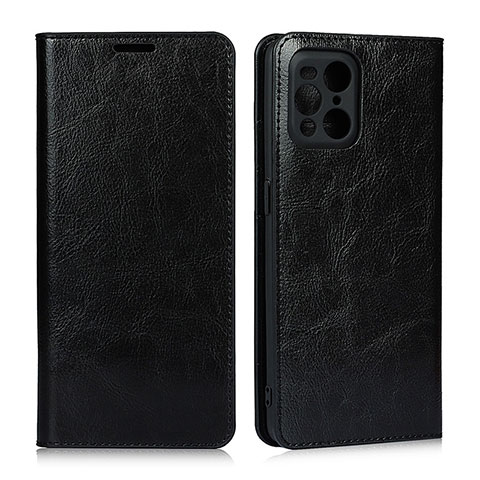 Funda de Cuero Cartera con Soporte Carcasa D07T para Oppo Find X3 Pro 5G Negro