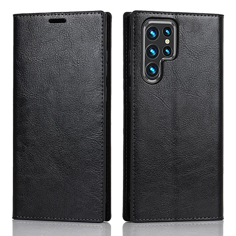 Funda de Cuero Cartera con Soporte Carcasa D07T para Samsung Galaxy S22 Ultra 5G Negro