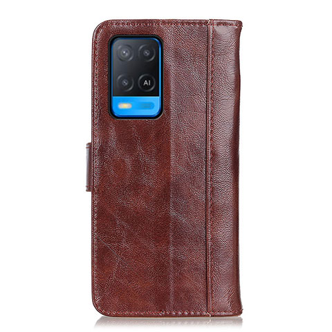 Funda de Cuero Cartera con Soporte Carcasa D07Y para Oppo A54 4G Marron