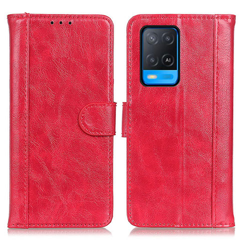 Funda de Cuero Cartera con Soporte Carcasa D07Y para Oppo A54 4G Rojo