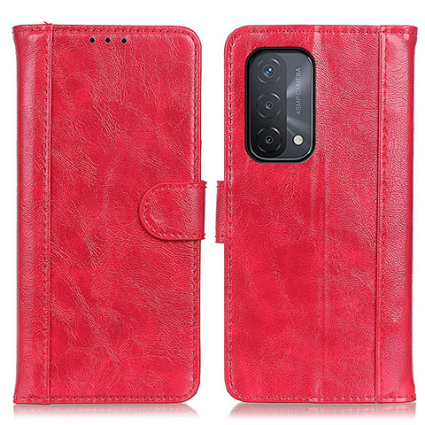 Funda de Cuero Cartera con Soporte Carcasa D07Y para Oppo A74 5G Rojo