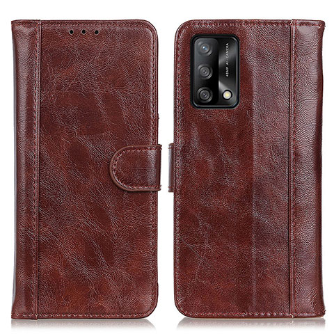 Funda de Cuero Cartera con Soporte Carcasa D07Y para Oppo F19 Marron