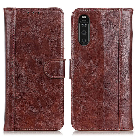 Funda de Cuero Cartera con Soporte Carcasa D07Y para Sony Xperia 10 III Lite Marron