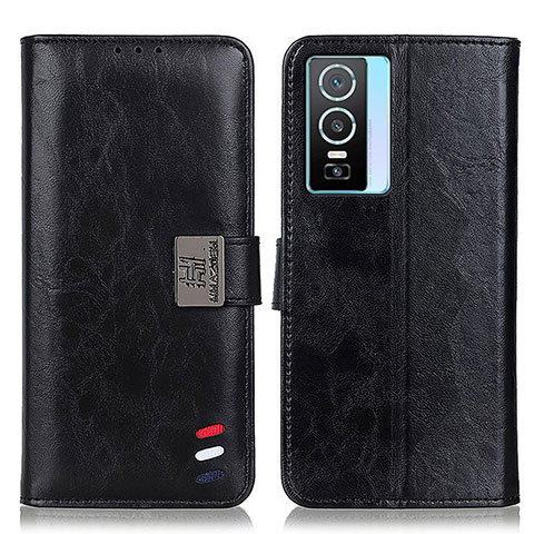 Funda de Cuero Cartera con Soporte Carcasa D07Y para Vivo Y76s 5G Negro