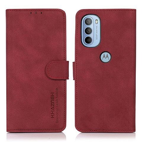 Funda de Cuero Cartera con Soporte Carcasa D08Y para Motorola Moto G31 Rojo