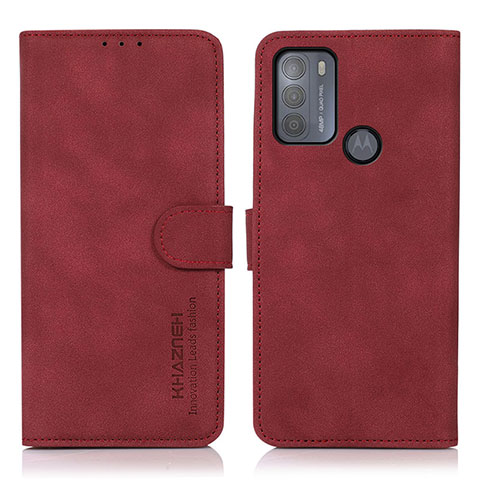 Funda de Cuero Cartera con Soporte Carcasa D08Y para Motorola Moto G50 Rojo