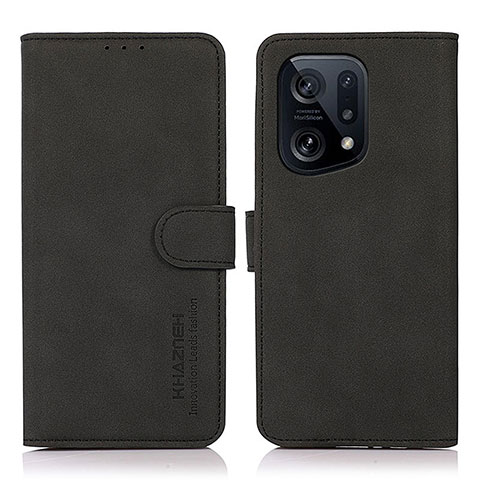 Funda de Cuero Cartera con Soporte Carcasa D08Y para Oppo Find X5 5G Negro