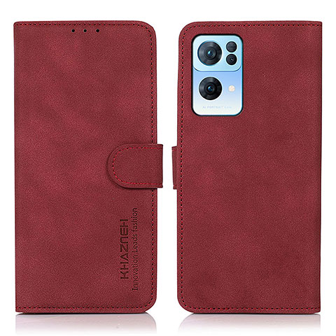 Funda de Cuero Cartera con Soporte Carcasa D08Y para Oppo Reno7 Pro 5G Rojo