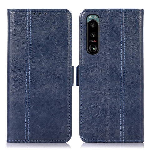 Funda de Cuero Cartera con Soporte Carcasa D08Y para Sony Xperia 5 III Azul