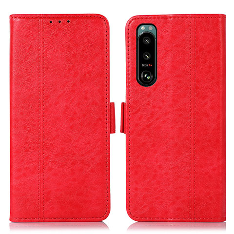 Funda de Cuero Cartera con Soporte Carcasa D08Y para Sony Xperia 5 III Rojo