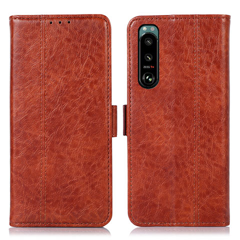 Funda de Cuero Cartera con Soporte Carcasa D08Y para Sony Xperia 5 III SO-53B Marron