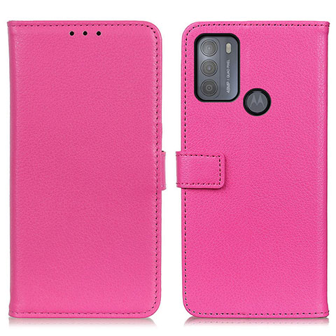 Funda de Cuero Cartera con Soporte Carcasa D09Y para Motorola Moto G50 Rosa Roja