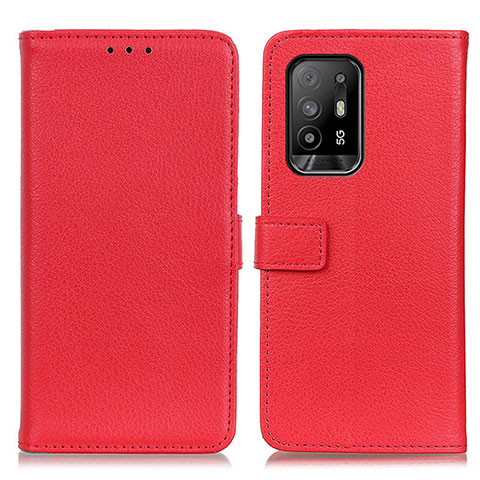 Funda de Cuero Cartera con Soporte Carcasa D09Y para Oppo A95 5G Rojo