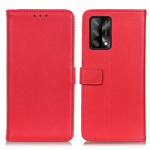 Funda de Cuero Cartera con Soporte Carcasa D09Y para Oppo F19 Rojo