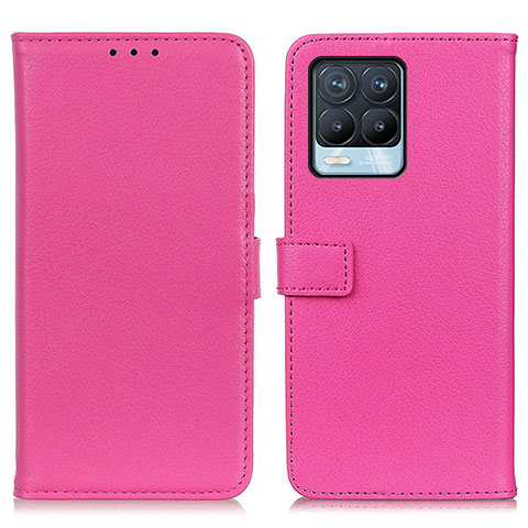 Funda de Cuero Cartera con Soporte Carcasa D09Y para Realme 8 4G Rosa Roja