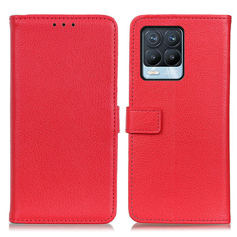 Funda de Cuero Cartera con Soporte Carcasa D09Y para Realme 8 Pro Rojo