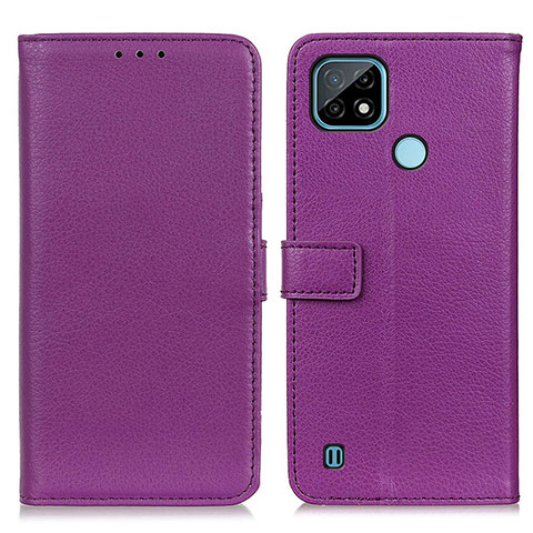 Funda de Cuero Cartera con Soporte Carcasa D09Y para Realme C21 Morado