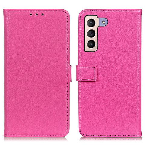 Funda de Cuero Cartera con Soporte Carcasa D09Y para Samsung Galaxy S21 5G Rosa Roja