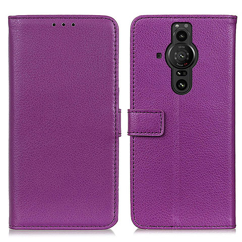 Funda de Cuero Cartera con Soporte Carcasa D09Y para Sony Xperia PRO-I Morado