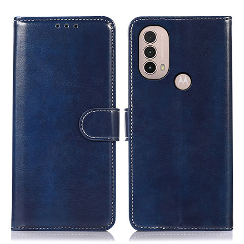 Funda de Cuero Cartera con Soporte Carcasa D10Y para Motorola Moto E30 Azul