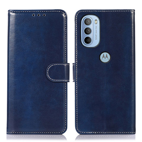 Funda de Cuero Cartera con Soporte Carcasa D10Y para Motorola Moto G31 Azul