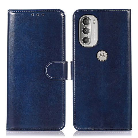 Funda de Cuero Cartera con Soporte Carcasa D10Y para Motorola Moto G51 5G Azul